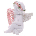 Cherub With Pink Rose Heart