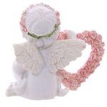 Cherub With Pink Rose Heart