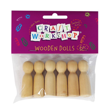 Craft - Peg Dolly Puppets Natural 5cm 6pc
