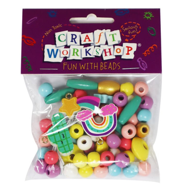 Craft Beads Wooden DIY Bracelet with Rainbow 55pc