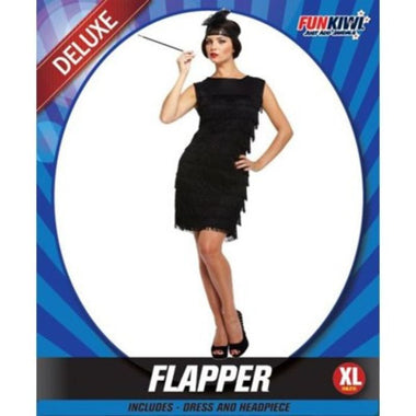 Deluxe Lady Costume - Flapper Dress Black XL