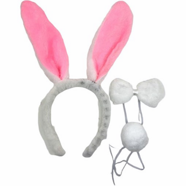 Fuzzy Trim Bunny Costume Dress With Headband
