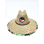 Fabric Brim Straw Hat - Large