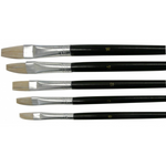 Flat Bristle Brush Set 9pcs - Black Handles