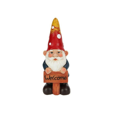 Garden Gnome With Welcome Sign 23cm