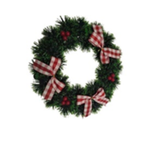 Garland Wreath - Red & White Bows 25cm