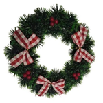 Garland Wreath - Red & White Bows 25cm