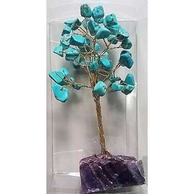 Gemstone Tree Crystal Base Turquoise Large