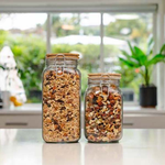 Glass Jar with Bamboo Lid Square 1250ml