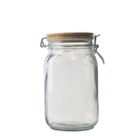 Glass Jar with Bamboo Lid Square 1250ml