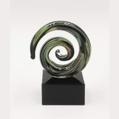 Glass Spiral Paua Look Glass 7.5cm