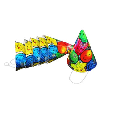 Hologram Printed Party Hats 6pk