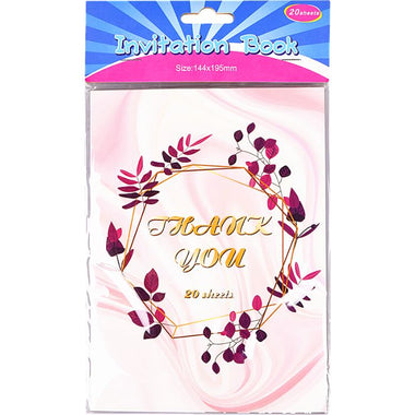 Invitation Pad - Thank You in Pink 20pk