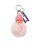 Keyring Pom Pom Baby Pink/ Blue