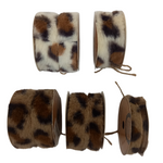 Leopard Print Faux Fur Trim Asst Size