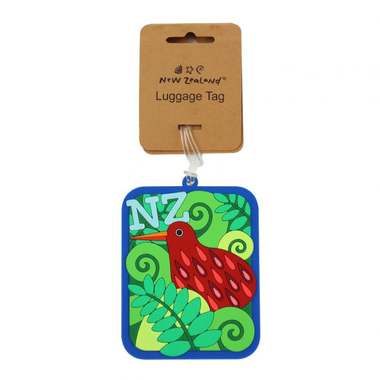 Luggage Tag NZ Kiwi & Native Bush 10cm