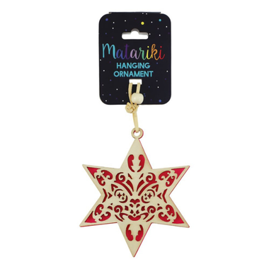 Matariki Hanging Star Ornament Wood + Acrylic
