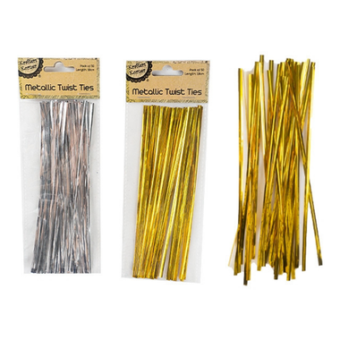 Metallic Twist Ties 50pc