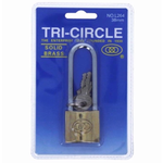 Padlock Tri-Circle Brass 38mm Long shank