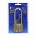 Padlock Tri-Circle Brass 50mm Long shank
