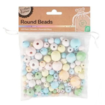 Pastel Wooden Round Beads 120pk