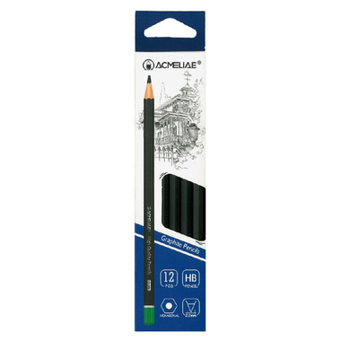Pencils HB 12pc 17.8cm Hex Black