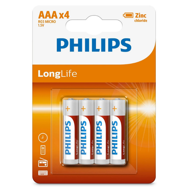 Philips AAA Batteries Zinc 4pk