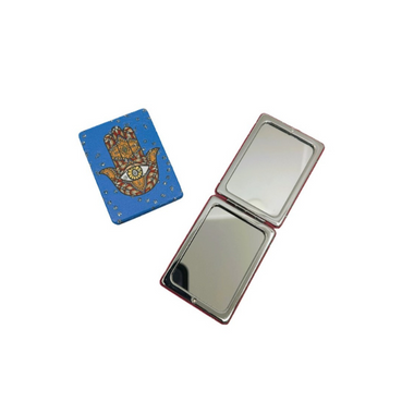 Rectangle Pocket Mirror Hamsa Design