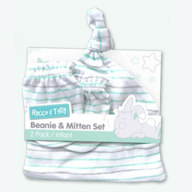 Rocco & Tolly 2pk Infant Beanie & Mittens Set