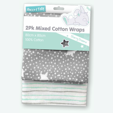Rocco & Tolly 2pk Mixed Cotton Wraps