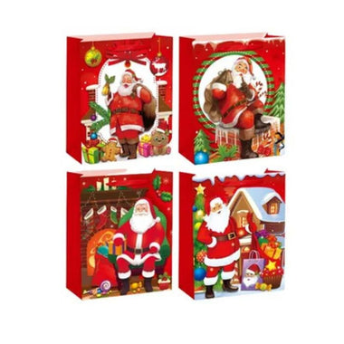 Santa Red Christmas 3D Glitter Gift Bag 32x26x10cm