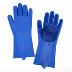 Scrubbing Brush Cleaning Gloves Silicone Blue 32cm