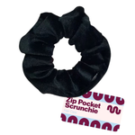 Scrunchie with Secret Storage Zipper Black Velvety