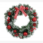 Snowy Pine Red Bauble Wreath 40cm