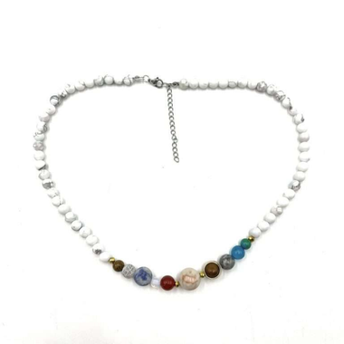 Solar System Necklace Grey Picasso Jasper