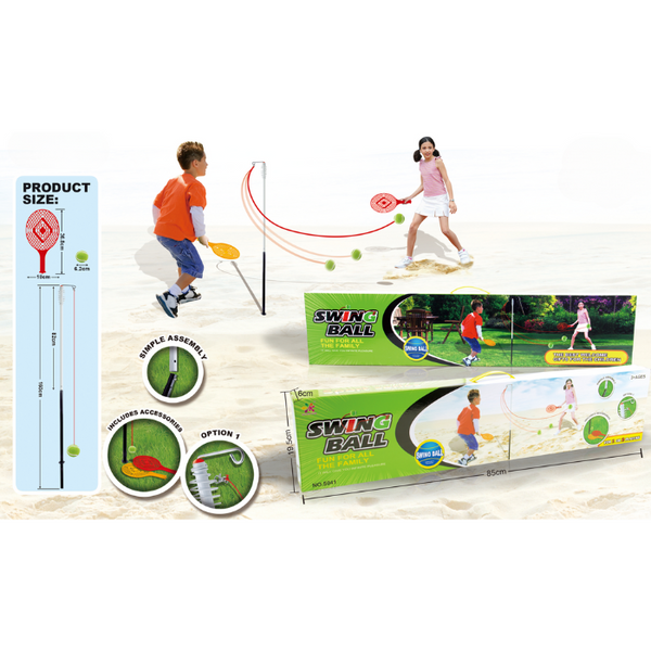 Swingball Classique - Jeu De Raquettes Avec Poteau Réglable 1,65 M, 2 Raquettes Et Balle De Tennis Réelle