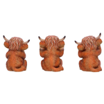 Three Wise Highland Cows 9.6cm