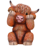 Three Wise Highland Cows 9.6cm