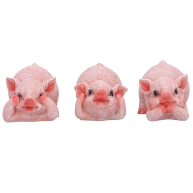 Three Wise Playful Pigs 8.4cm