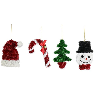 Tinsel Hanging Deco 15cm Asst