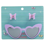 TnT Drop3 Sunglasses & Clip Set Lilac Heart