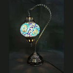 Turkish Lamp Swan Neck - Blue & White Flower Mosaic