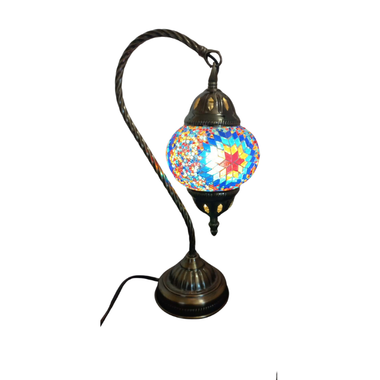 Turkish Mosaic Swan Neck Lamp - Multi Coloured Flower Mosaic