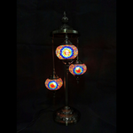 Turkish Mosaic Lamp - 3 Tier Blue-Orange-Red Flower Burst Mosaic