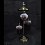 Turkish Mosaic Lamp - 3 Tier Blue-Orange-Red Flower Burst Mosaic