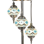 Turkish Mosaic Lamp - 3 Tier Blue-Silver-White Diamond Mosaic