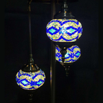 Turkish Mosaic Lamp - 3 Tier Blue-Yellow-White Diamond Mosaic