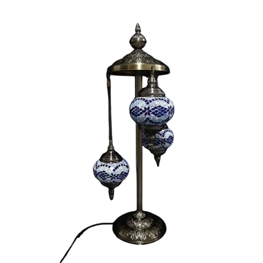 Turkish Mosaic Lamp - 3 Tier Blue-Yellow-White Diamond Mosaic