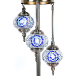Turkish Mosaic Lamp - 3 Tier Blue & White Flower Mosaic