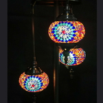 Turkish Mosaic Lamp - 3 Tier Multi-Coloured Blue Flower Burst